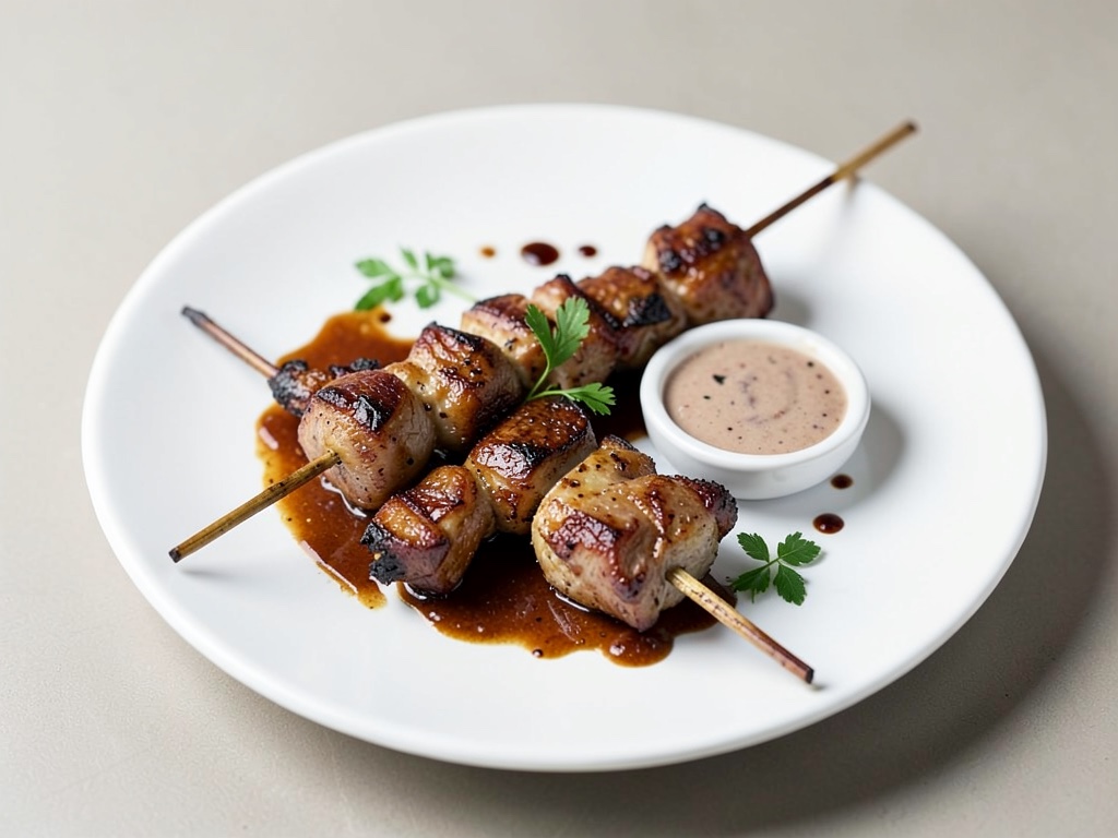 Spiedini di anatra marinati con salsa di prugne