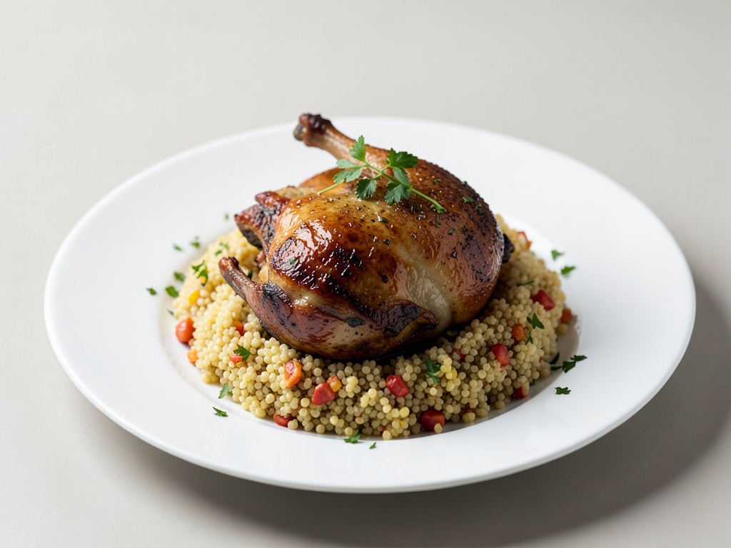 Pollo arrosto croccante con couscous aromatico