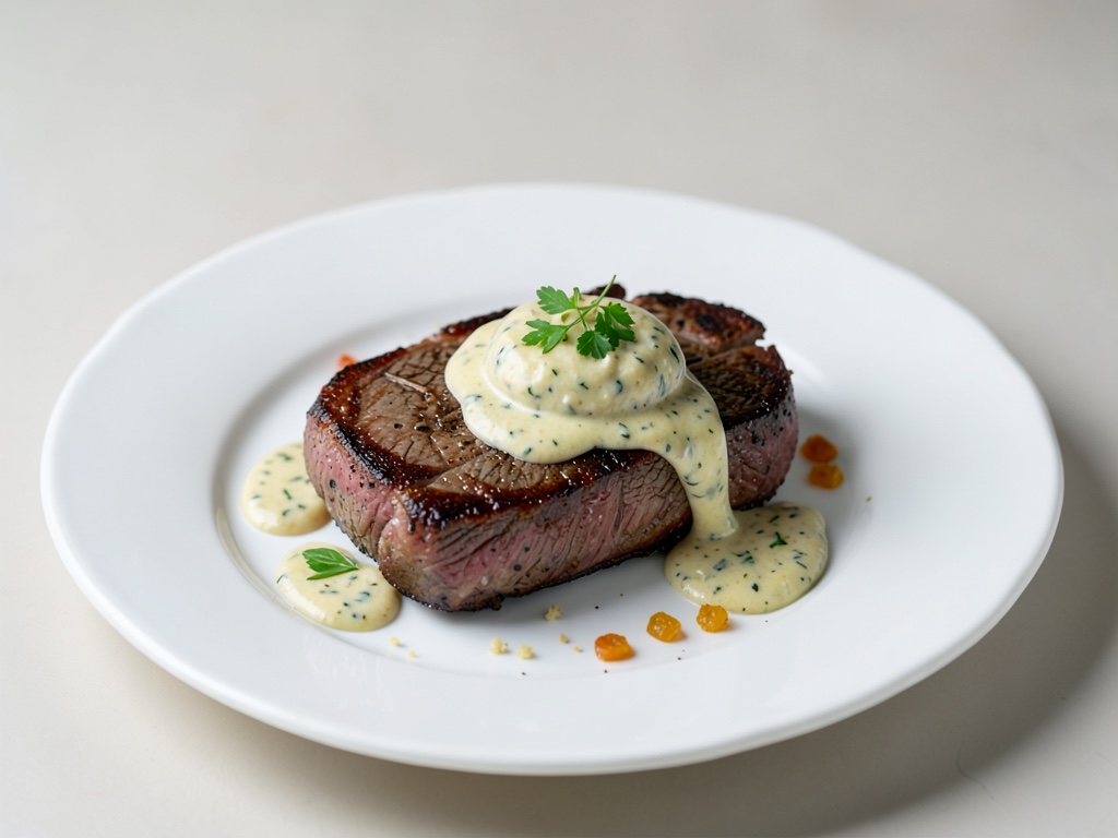 Entrecôte succulento con salsa cremosa al Gorgonzola e grano tenero