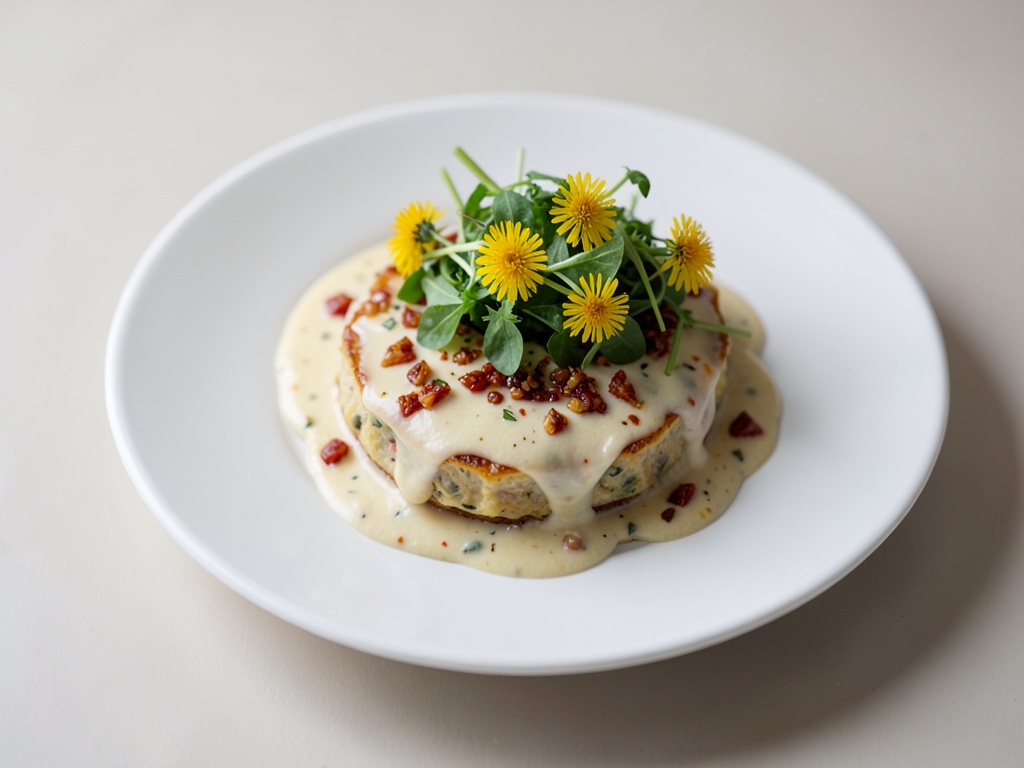 Creme di piselli con insalata di dente di leone