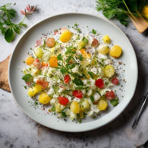 Salade classique de pois et pommes de terre aux oignons de printemps