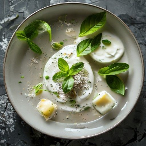 Zuppa fredda di piselli e menta con yogurt e parmigiano