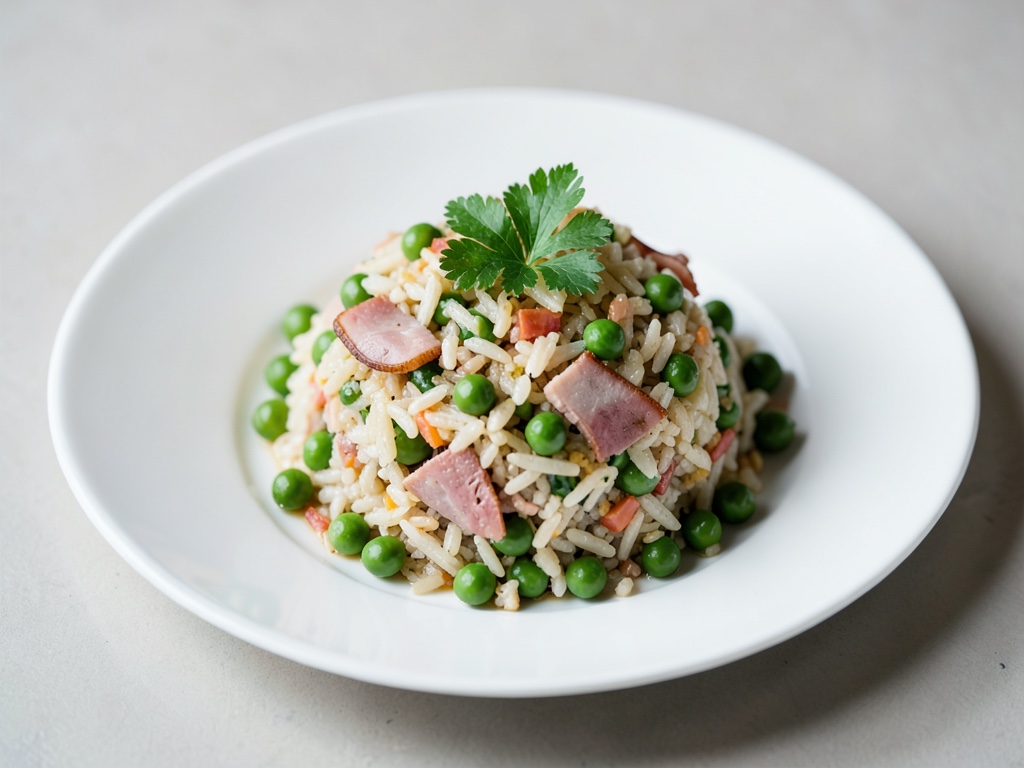 Riz créatif aux pois et jambon