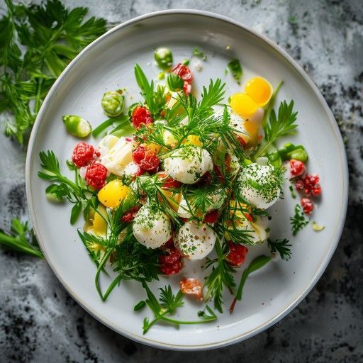 Insalata fresca di piselli e surimi con aneto