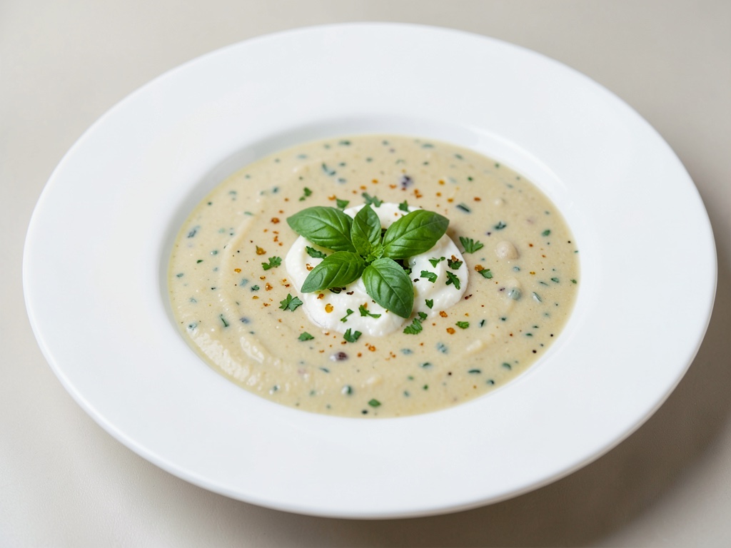 Soupe crémeuse aux pois frais au basilic