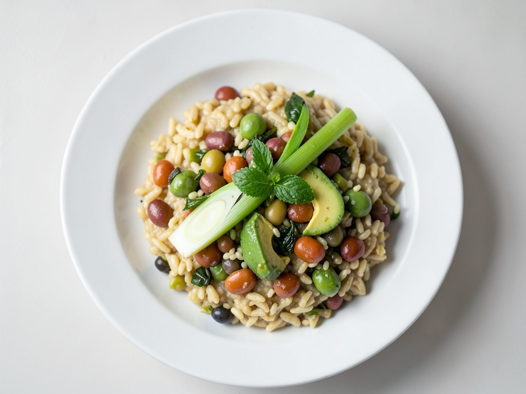 Risotto ai piselli con fagioli e avocado