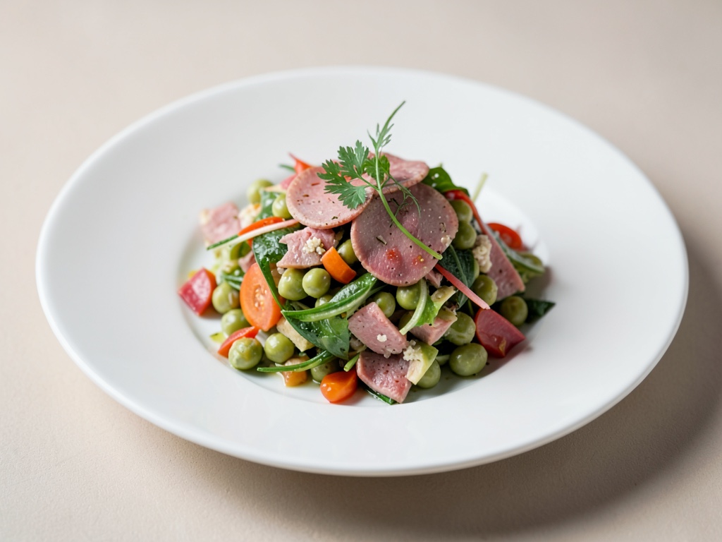Insalata di piselli con aringa marinata