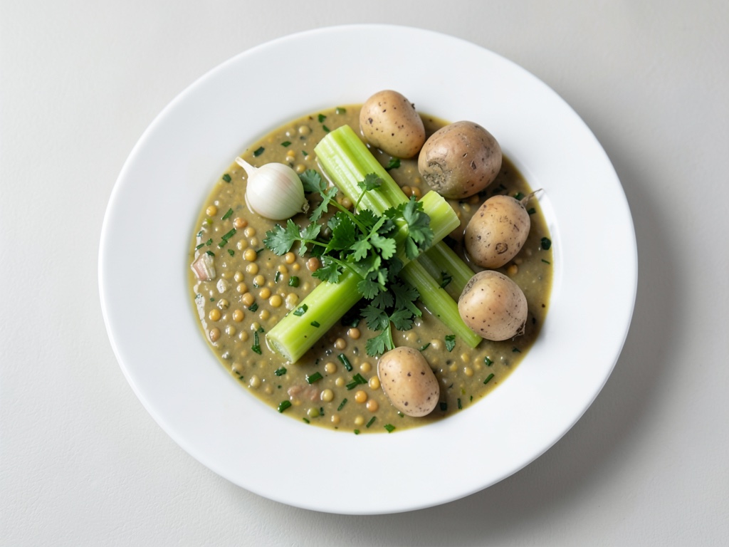 Sopa de guisantes con berro