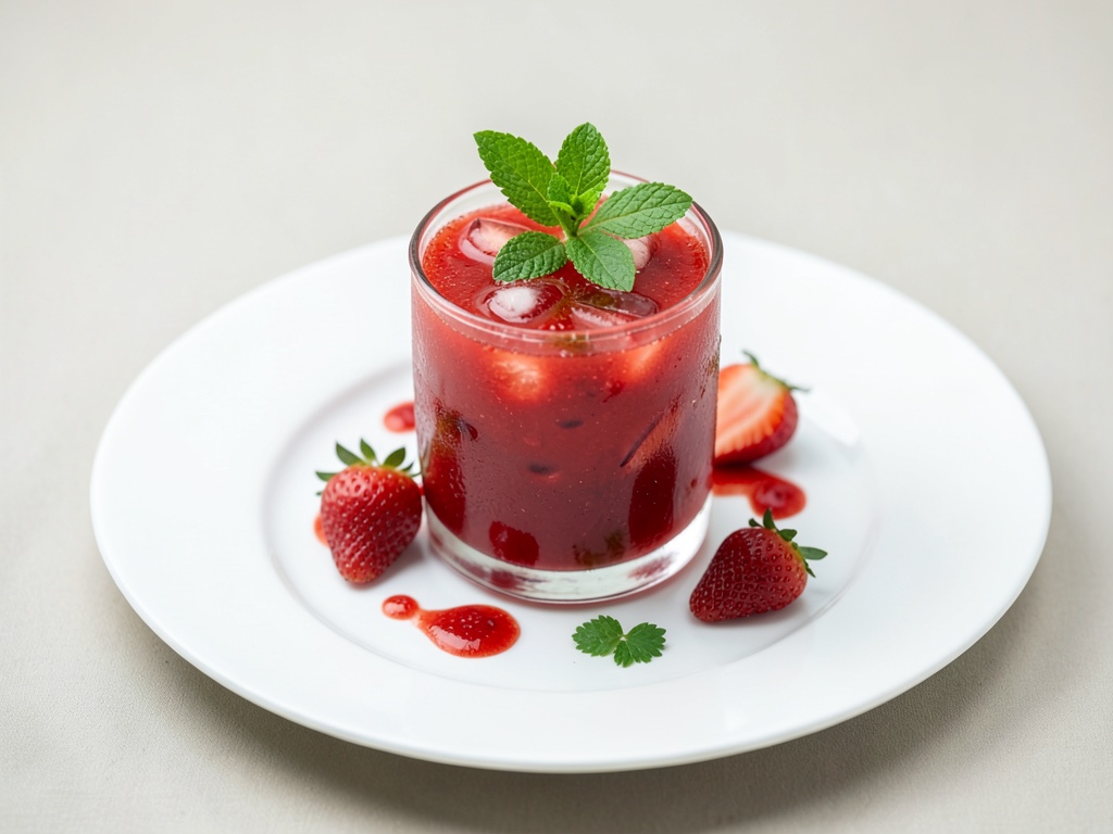 Tè freddo alle fragole fresco con menta