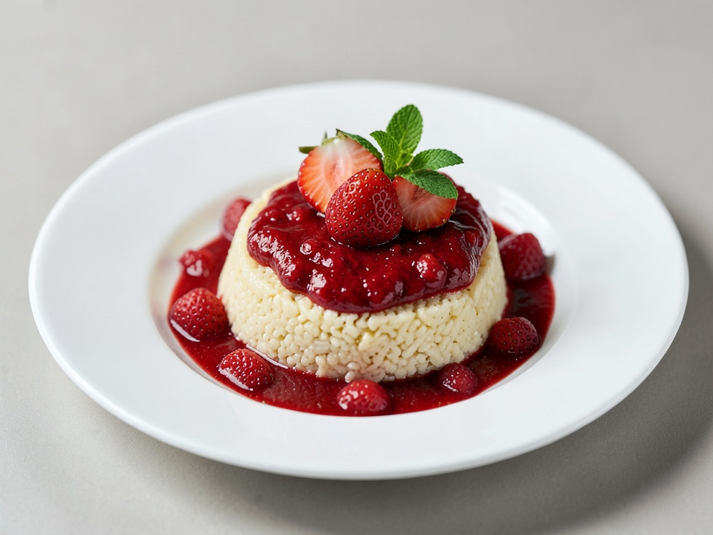 Milchreis mit frischen Erdbeeren