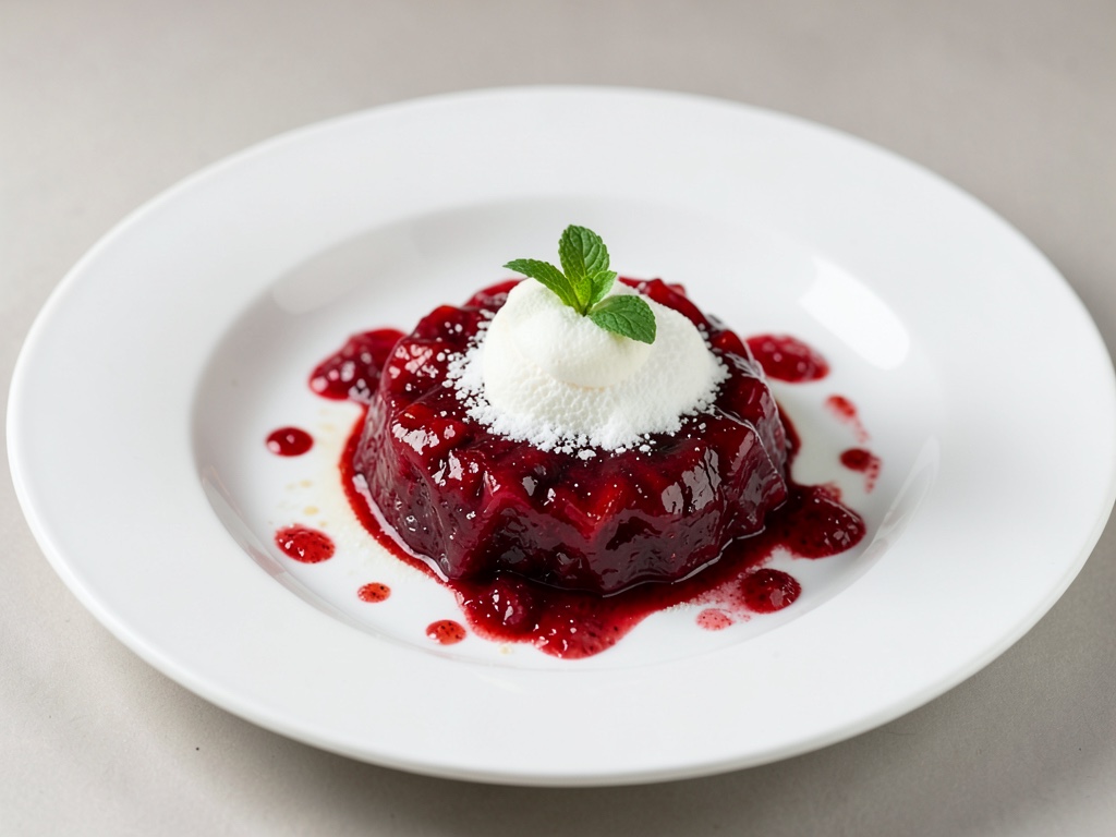 Mousse di fragole e rabarbaro con panna alla vaniglia