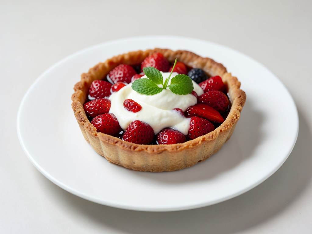 Tarte aux fraises fruitée avec une garniture crémeuse au yaourt vanillé