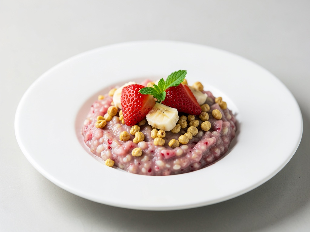 Porridge di fragole e banana con fiocchi fondenti