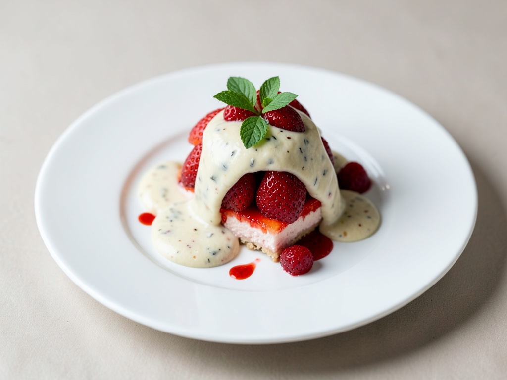 Erdbeer-Dessert mit cremiger Gorgonzola-Soße