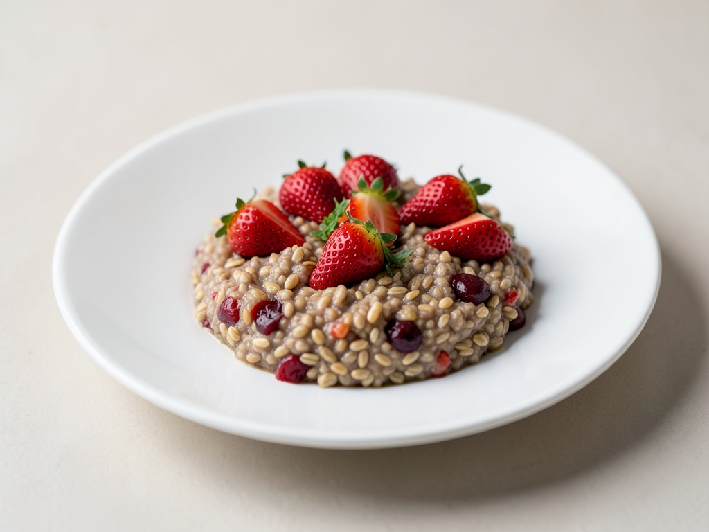 Muesli de mijo y avena con sabor frutal y fresas