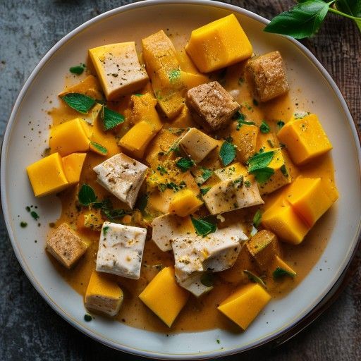 Curry crémeux à la cacahuète avec tofu et mangue