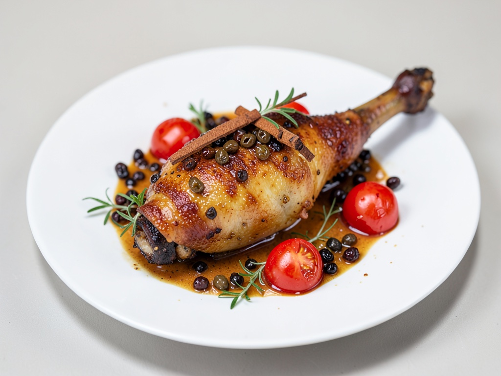 Cuisse d'exotique poulet avec raisins secs, tomates et cannelle