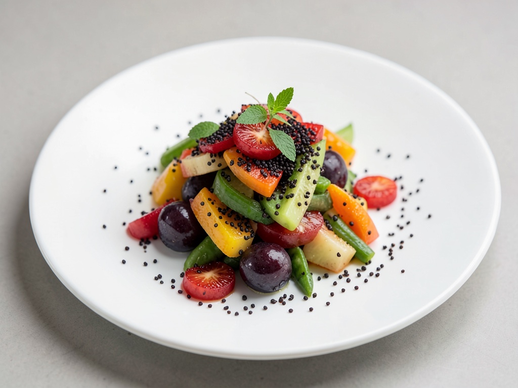 Exotischer Obstsalat mit geröstetem Mohn
