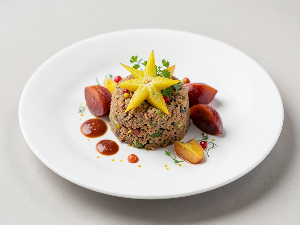 Quark exótico con fruta estrella y caqui
