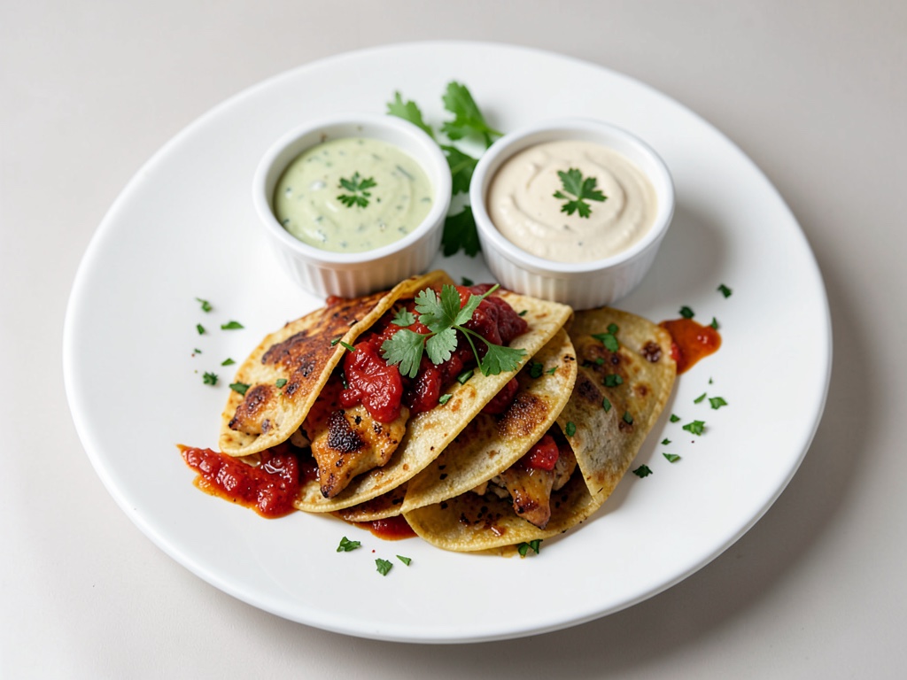 Fajitas au poulet avec trois trempettes