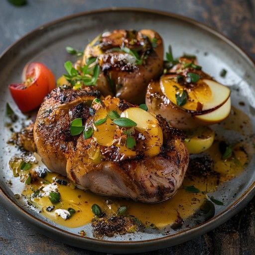 Poitrines de faisan sautées avec pommes caramélisées et scorsonères