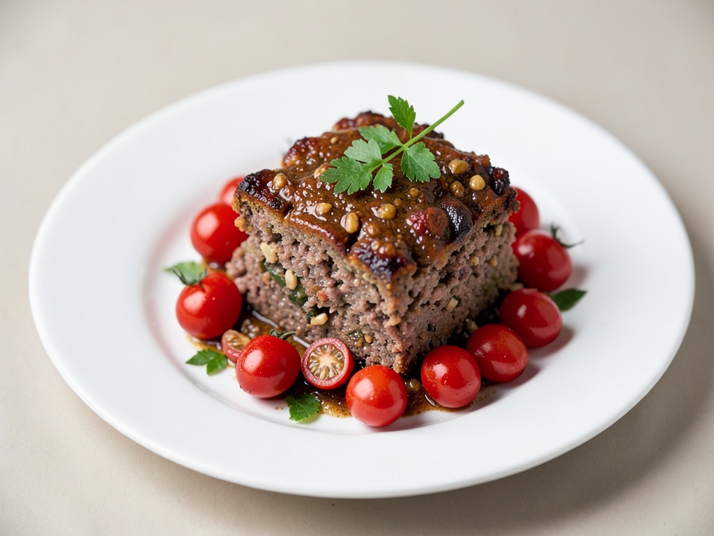 Polpettone di carne succoso con pomodorini