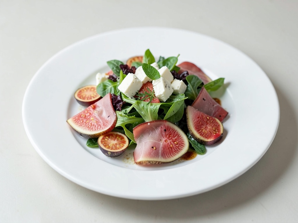 Insalata di fichi con prosciutto e formaggio di capra