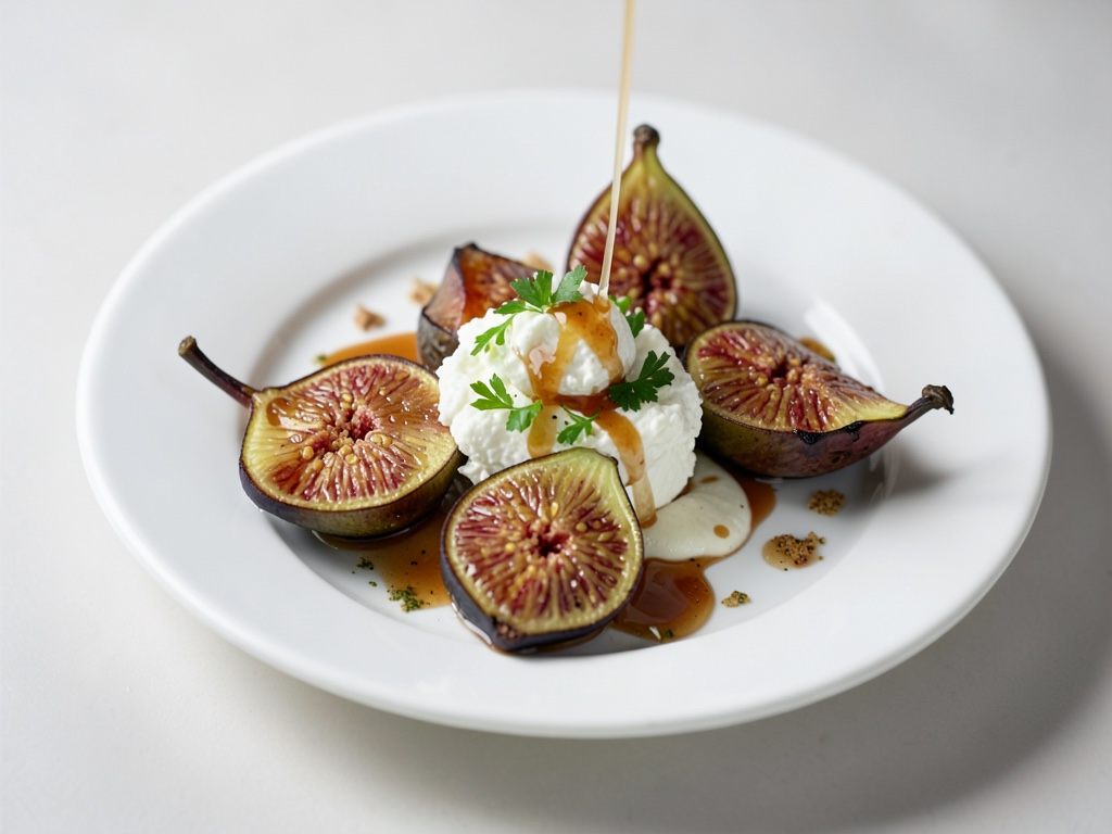 Fichi alla griglia con formaggio fresco e miele