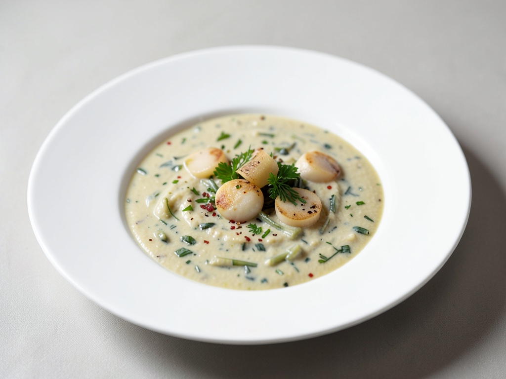 Zuppa cremosa di finocchio con scaloppi