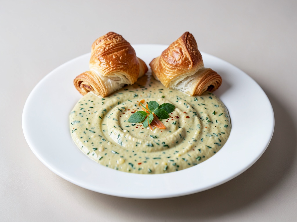 Zuppa cremosa di zucchine con cappucci di pasta sfoglia