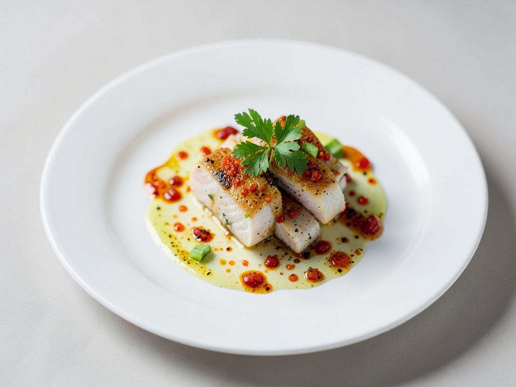 Tiernos cubos de pescado con aceite de lima y chile