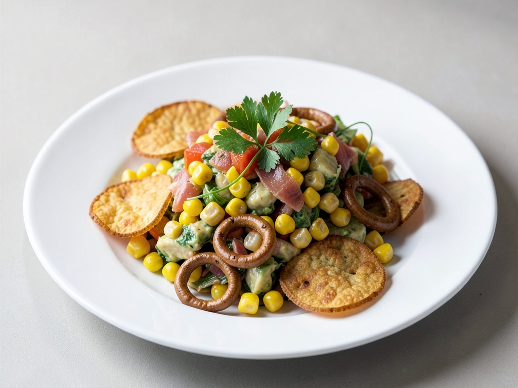 Insalata di campo bavarese con chips al bicarbonato