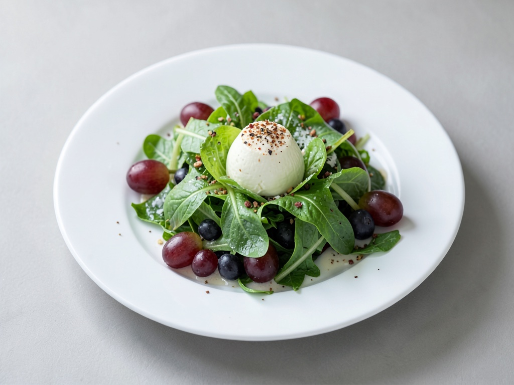 Insalata di valeriana con Camembert e uva