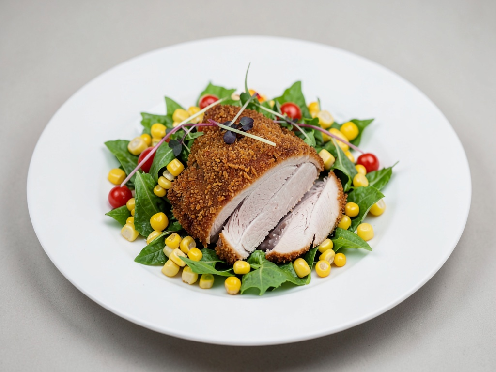 Petto di tacchino croccante su insalata di rucola fresca