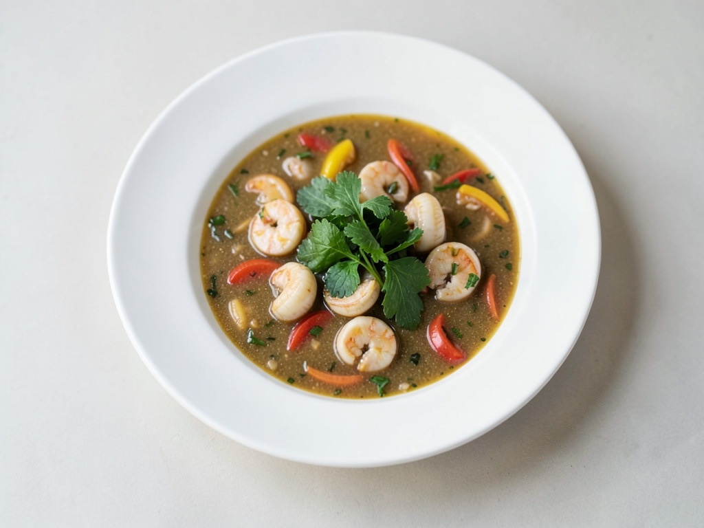 Sopa cremosa de hinojo y gambas