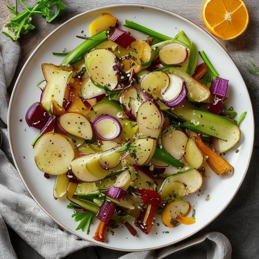 Insalata di finocchio e rabarbo stufati caldi