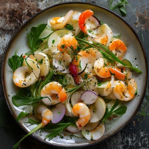 Insalata fresca di finocchi e gamberi