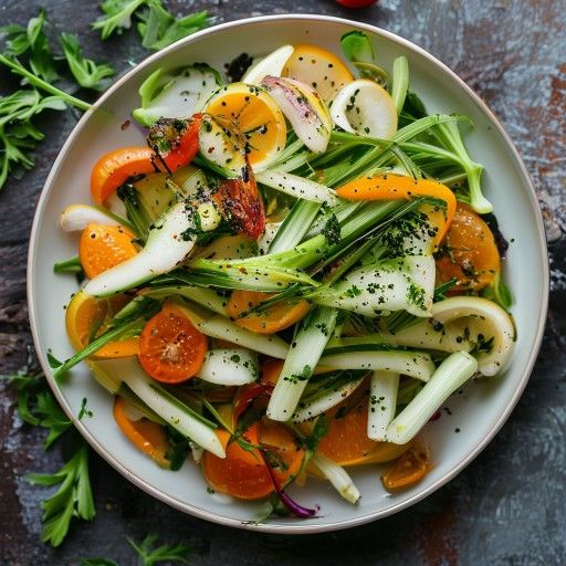 Salade fraîche de fenouil et orange à la vinaigrette aux olives