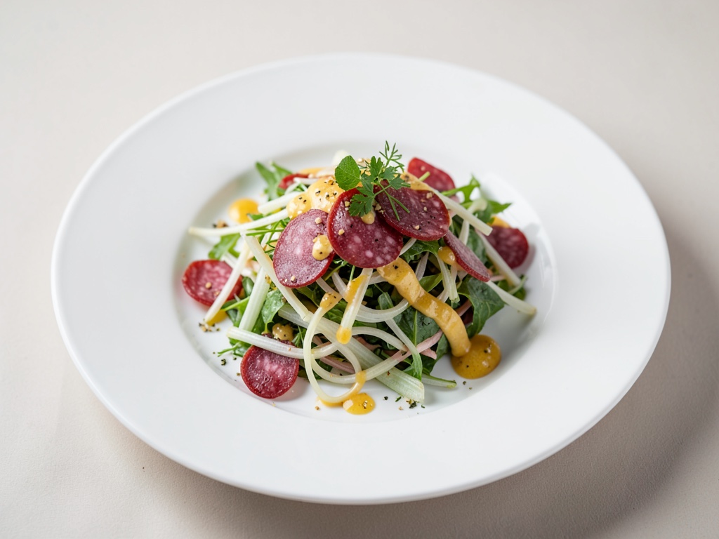 Frischer Fenchel-Salami-Salat mit Zitrus-Dressing