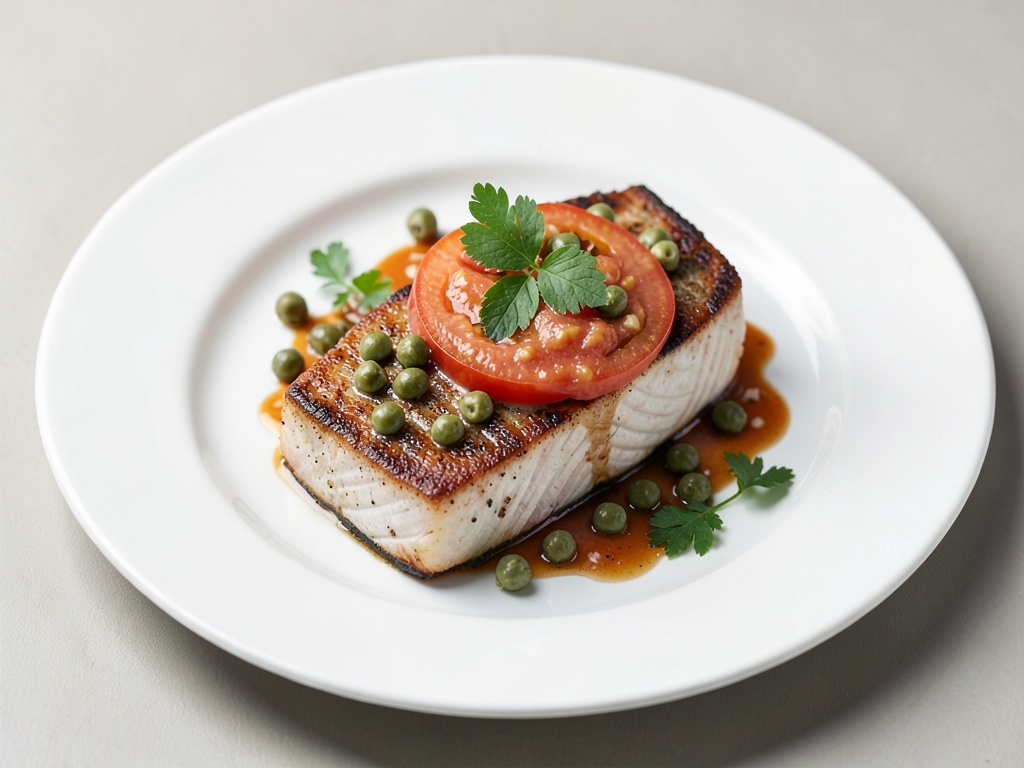 Filetti di pesce spada con salsa fresca di capperi e pomodori