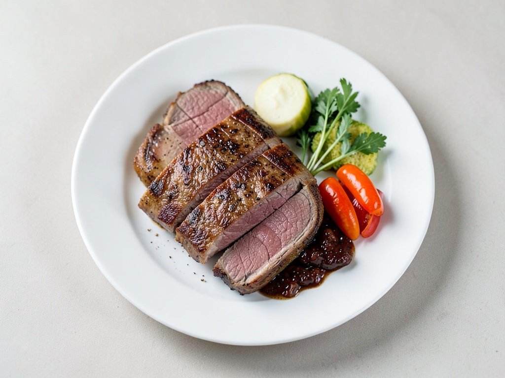 Filetto di manzo succoso con contorni