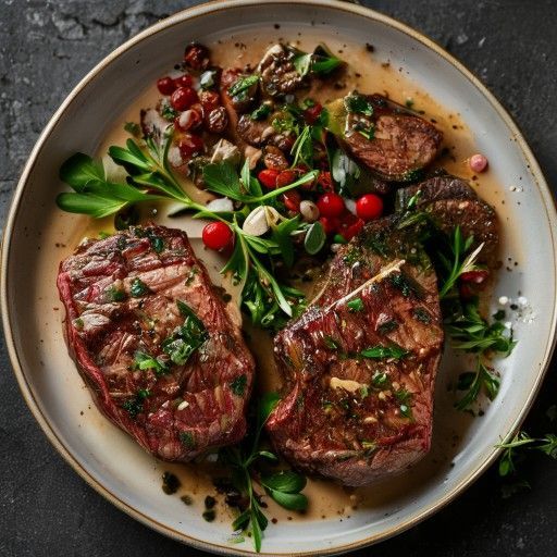Suculenti bistec di filetto di manzo con salsa fresca alle erbe