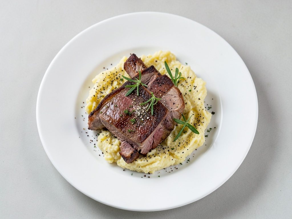 Bistecche di filetto succose con patatine fritte croccanti