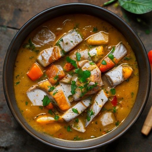 Sopa de curry de pescado aromática