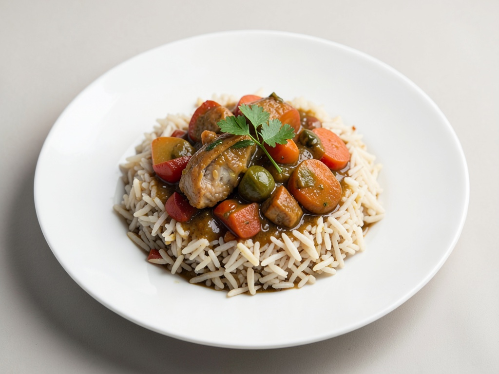 Stufato aromatico di pesce con riso e finocchio