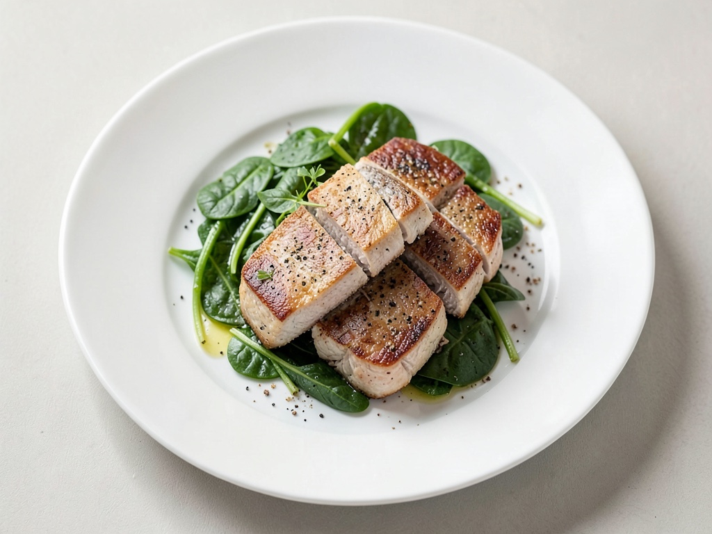 Poisson croustillant sur une crème d'épinards
