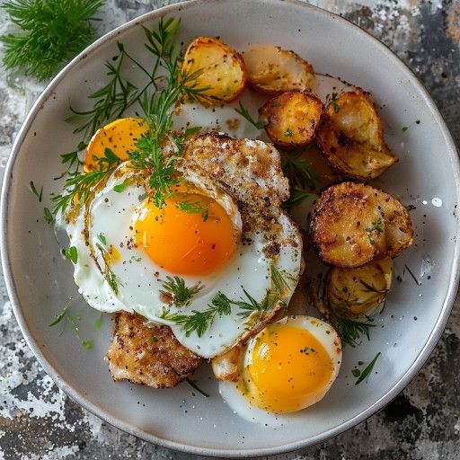 Crispy Fish and Potato Patties with Poached Egg