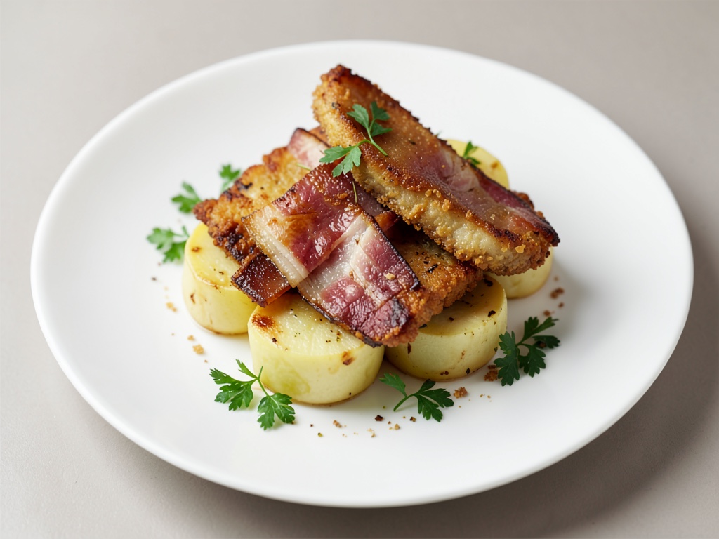 Poêle croustillante de poisson et pommes de terre au lard