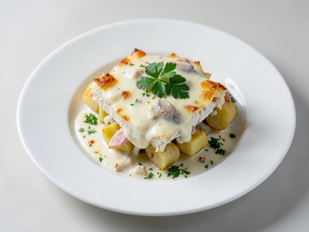 Gratin cremoso di pesce e patate