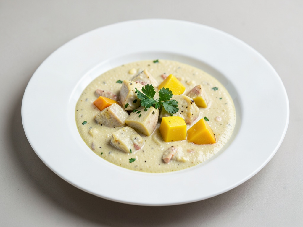 Curry al pesce cremoso con cocco e mango